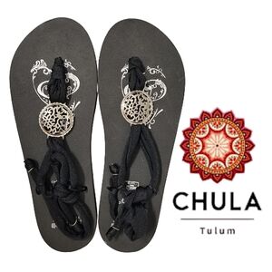 Chula Tulum Black Interchangeable Ankle Wrap Sandals Sz 10/11